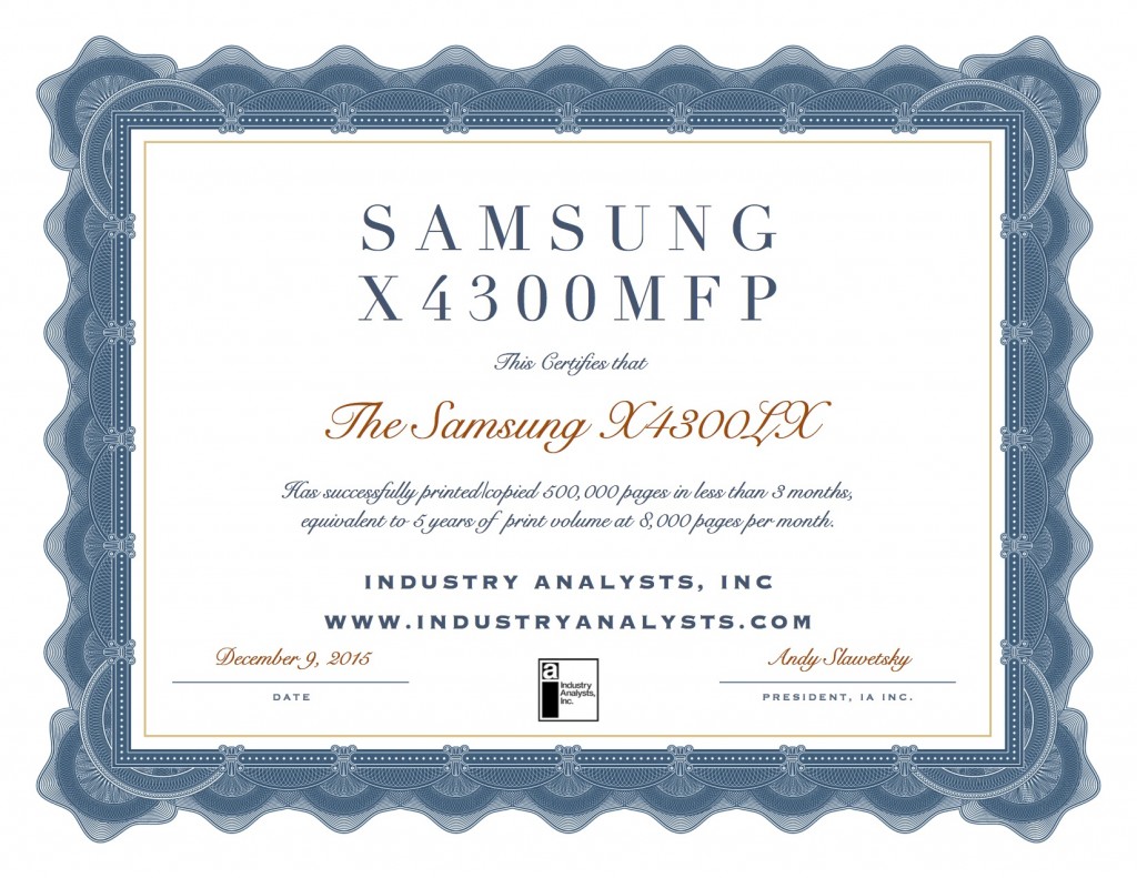 Samsung X4300 Certificate
