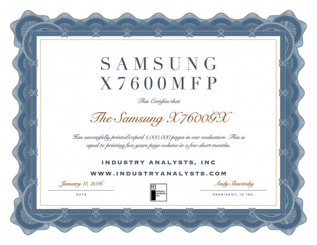 Samsung X7600 Certificate